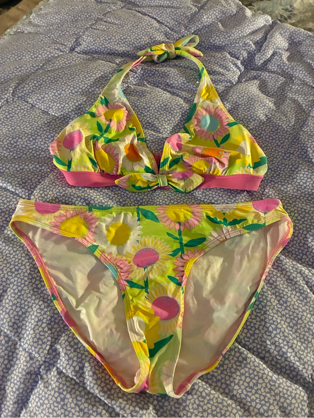 Lily Pulitzer sz10 Elaina Yellow Floral Two-Piece Bikini